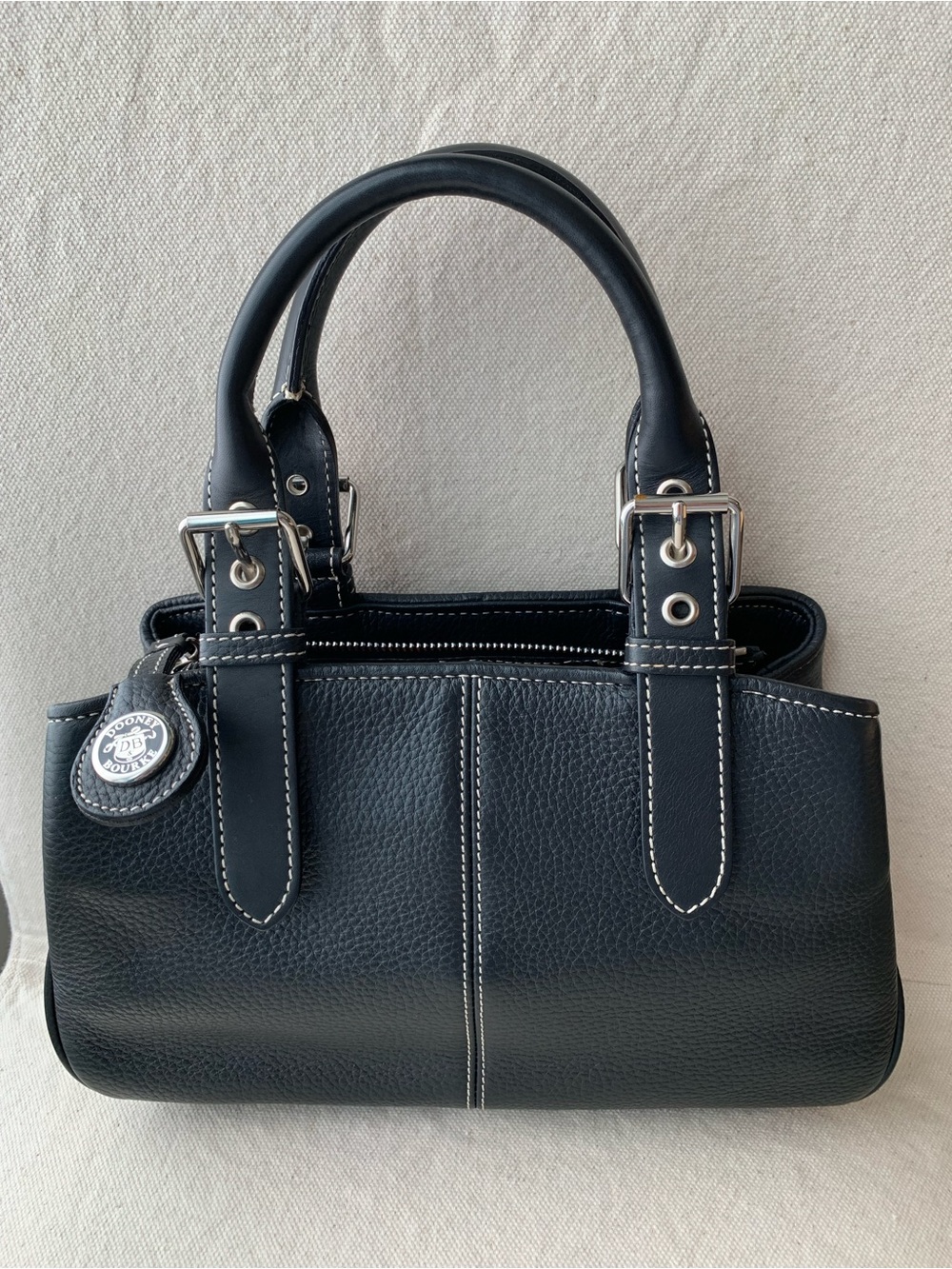 Dooney & Bourke Black Pebbled Leather Double Handle Purse